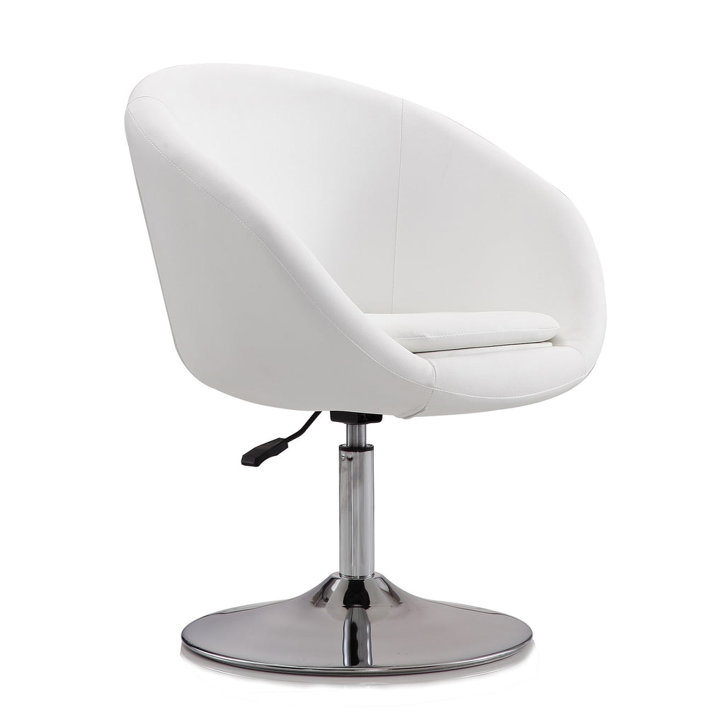 Manhattan Comfort Hopper Modern Upholstered Swivel Lounge Chair in White
