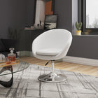 Manhattan Comfort Hopper Modern Upholstered Swivel Lounge Chair in White