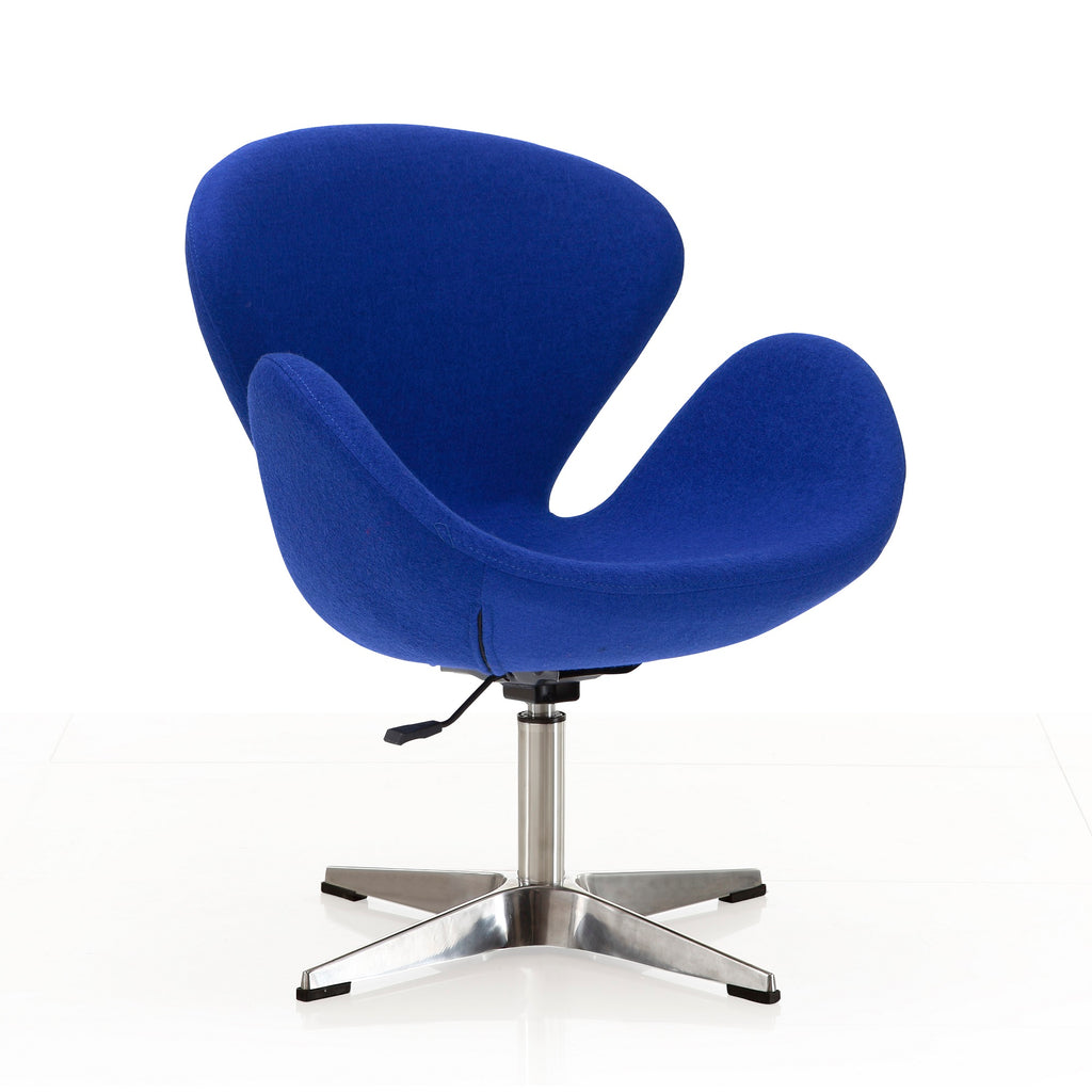 Manhattan Comfort Raspberry Modern Upholstered Swivel Lounge Chair in Blue