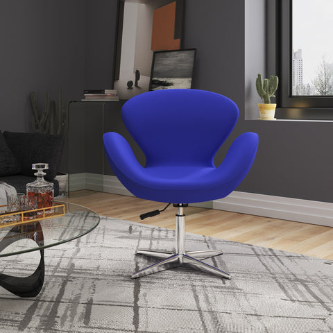 Manhattan Comfort Raspberry Modern Upholstered Swivel Lounge Chair in Blue