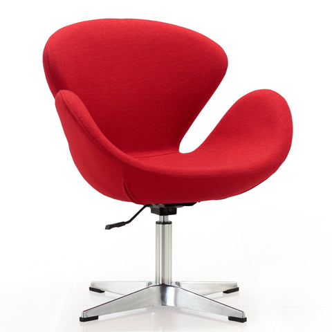 Manhattan Comfort Raspberry Modern Upholstered Swivel Lounge Chair in Red
