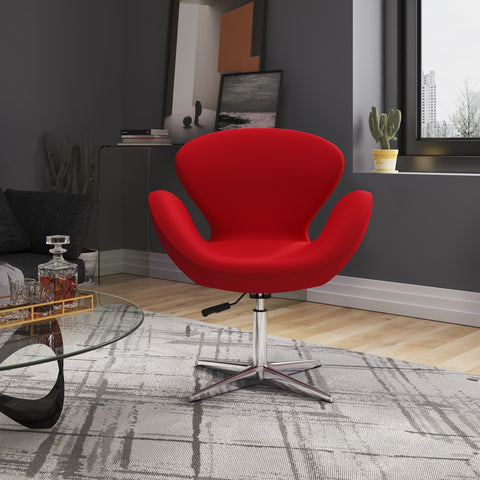 Manhattan Comfort Raspberry Modern Upholstered Swivel Lounge Chair in Red