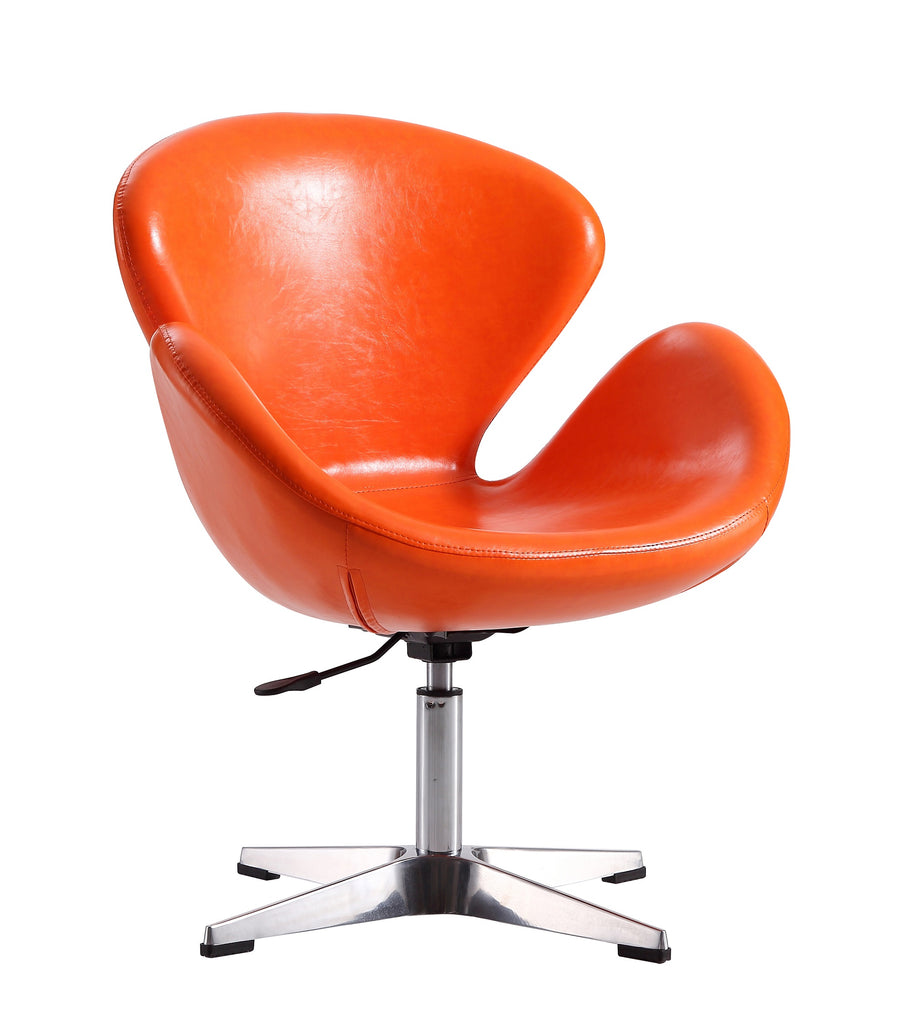 Manhattan Comfort Raspberry Modern Upholstered Swivel Lounge Chair in Orange