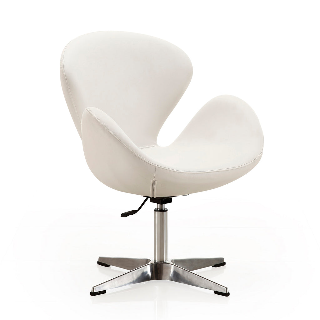 Manhattan Comfort Raspberry Modern Upholstered Swivel Lounge Chair in White