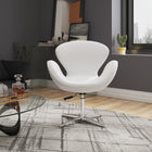 Manhattan Comfort Raspberry Modern Upholstered Swivel Lounge Chair in White