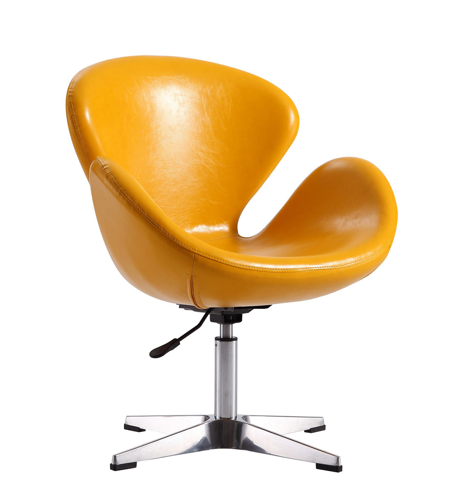 Manhattan Comfort Raspberry Modern Upholstered Swivel Lounge Chair in Yellow