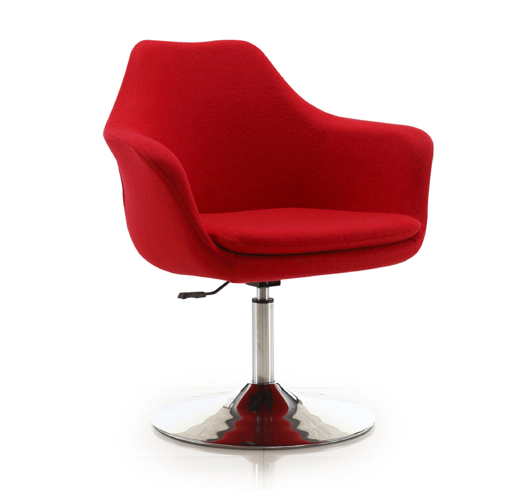 Manhattan Comfort Kinsey Modern Wool Blend Swivel Lounge Chair in Red