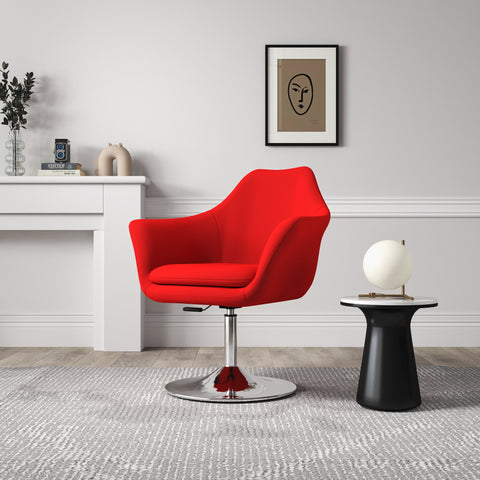 Manhattan Comfort Kinsey Modern Wool Blend Swivel Lounge Chair in Red