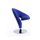 Manhattan Comfort Curl Modern Wool Blend Swivel Lounge Chair in Blue