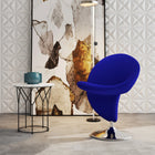 Manhattan Comfort Curl Modern Wool Blend Swivel Lounge Chair in Blue