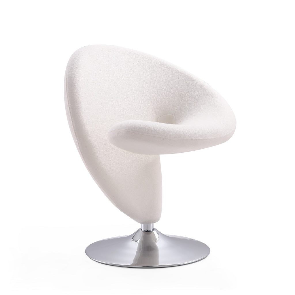 Manhattan Comfort Curl Modern Wool Blend Swivel Lounge Chair in Cream
