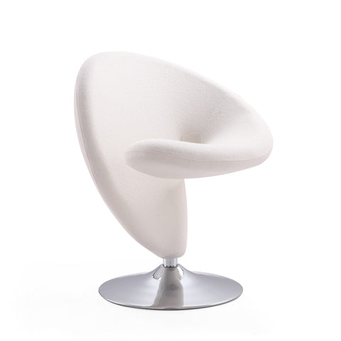Manhattan Comfort Curl Modern Wool Blend Swivel Lounge Chair in Cream
