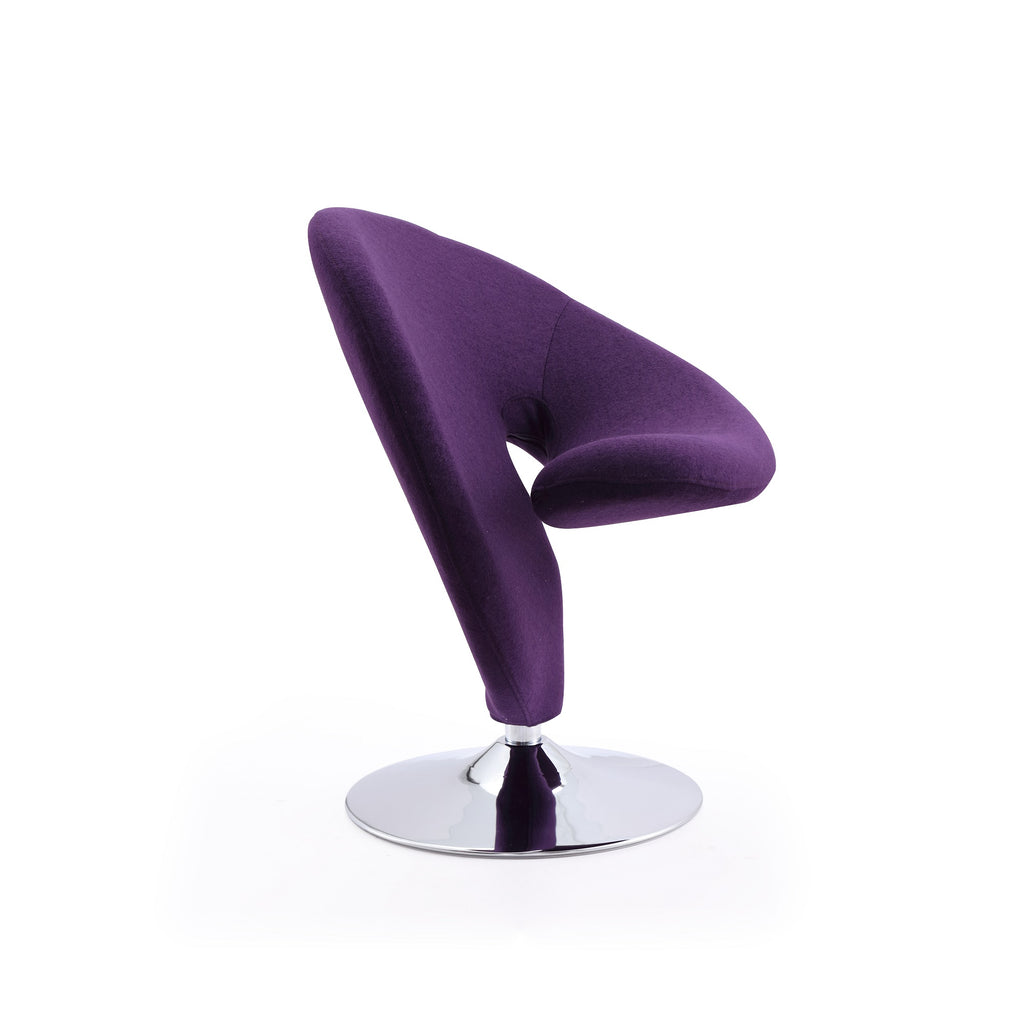 Manhattan Comfort Curl Modern Wool Blend Swivel Lounge Chair in Purple