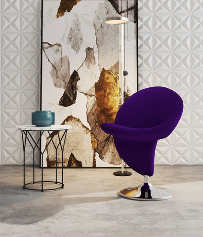 Manhattan Comfort Curl Modern Wool Blend Swivel Lounge Chair in Purple