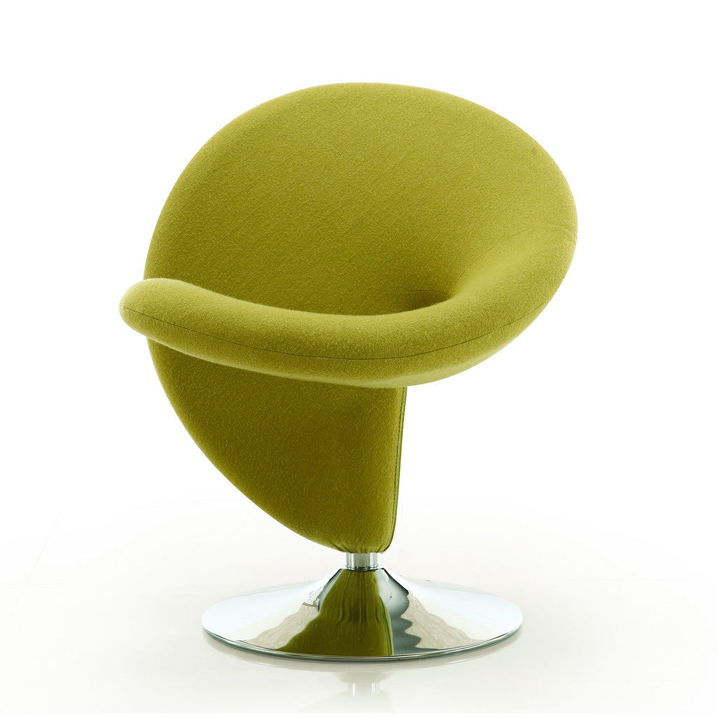 Manhattan Comfort Curl Modern Wool Blend Swivel Lounge Chair in Green