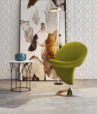 Manhattan Comfort Curl Modern Wool Blend Swivel Lounge Chair in Green