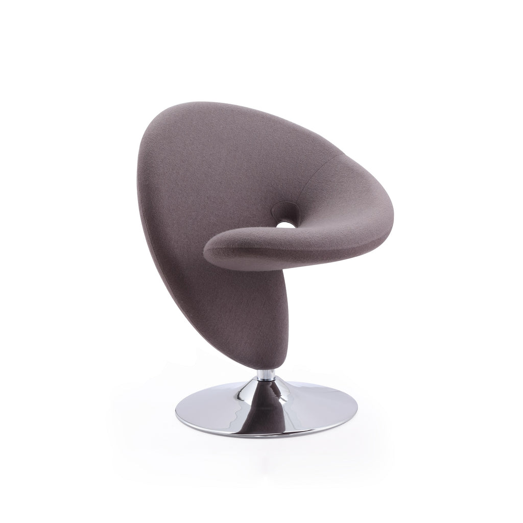 Manhattan Comfort Curl Modern Wool Blend Swivel Lounge Chair in Gray