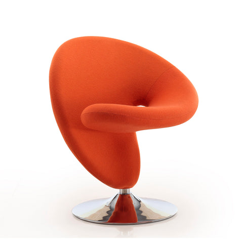 Manhattan Comfort Curl Modern Wool Blend Swivel Lounge Chair in Orange