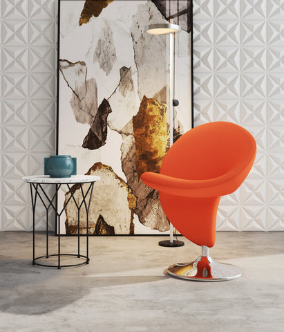 Manhattan Comfort Curl Modern Wool Blend Swivel Lounge Chair in Orange