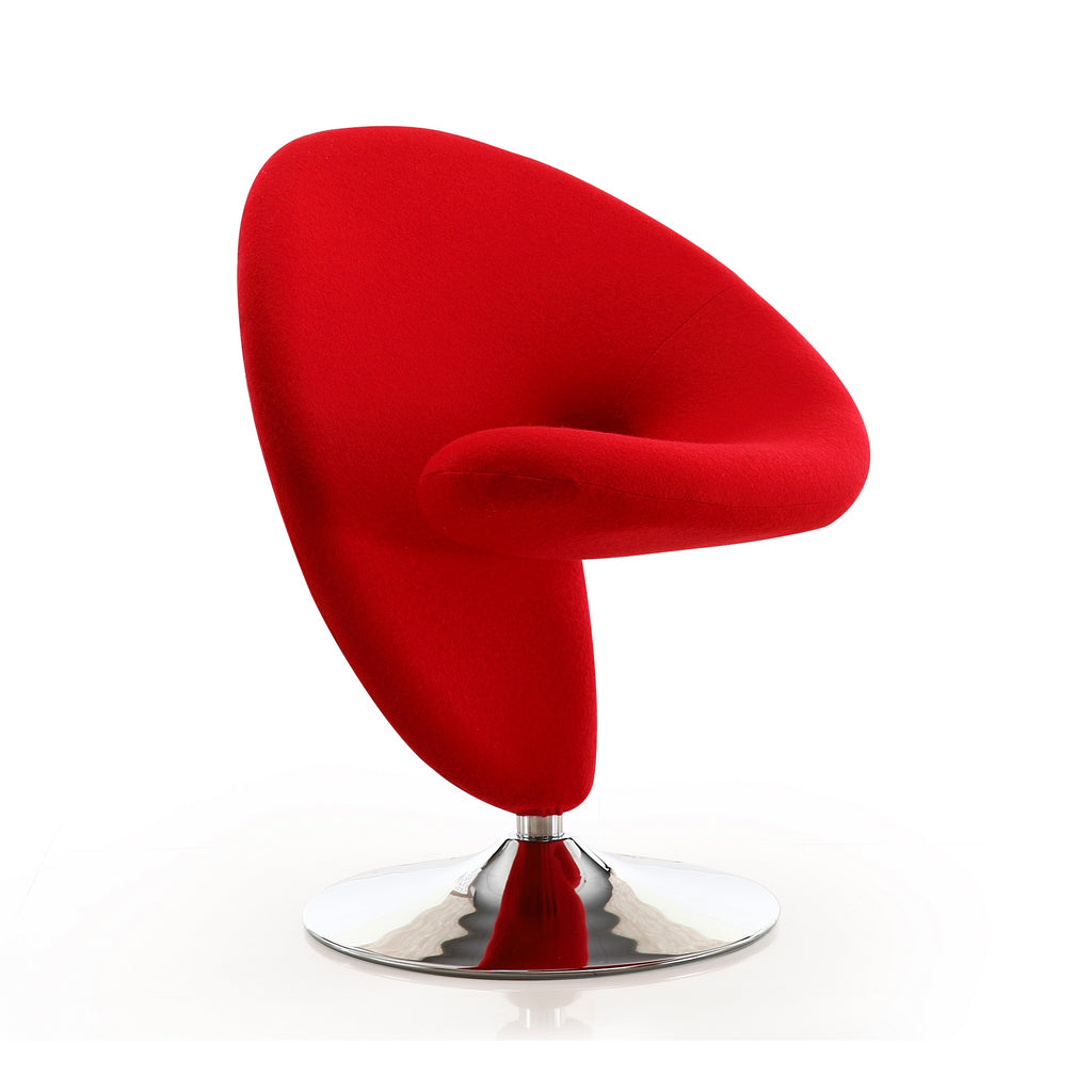 Manhattan Comfort Curl Modern Wool Blend Swivel Lounge Chair in Red