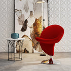 Manhattan Comfort Curl Modern Wool Blend Swivel Lounge Chair in Red