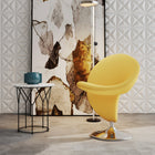 Manhattan Comfort Curl Modern Wool Blend Swivel Lounge Chair in Yellow