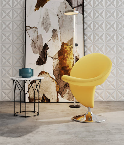 Manhattan Comfort Curl Modern Wool Blend Swivel Lounge Chair in Yellow