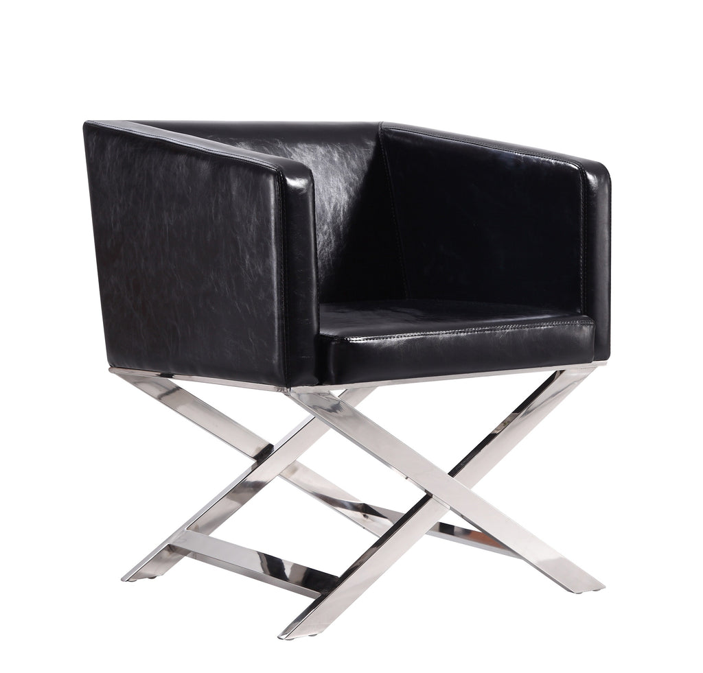 Manhattan Comfort Hollywood Contemporary Vegan Leather Accent Armchair in Black