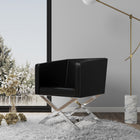 Manhattan Comfort Hollywood Contemporary Vegan Leather Accent Armchair in Black