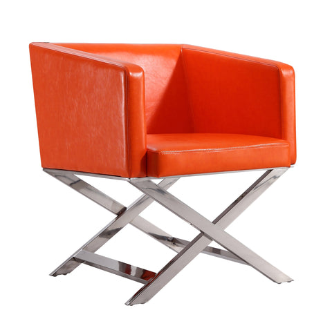 Manhattan Comfort Hollywood Contemporary Vegan Leather Accent Armchair in Orange