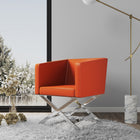 Manhattan Comfort Hollywood Contemporary Vegan Leather Accent Armchair in Orange