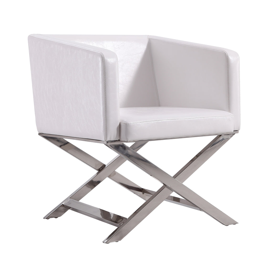 Manhattan Comfort Hollywood Contemporary Vegan Leather Accent Armchair in White
