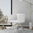 Manhattan Comfort Hollywood Contemporary Vegan Leather Accent Armchair in White