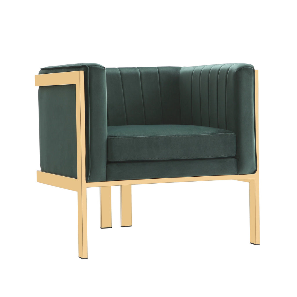Manhattan Comfort Paramount Modern Velvet Lounge Chair in Forest Green