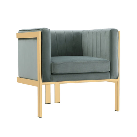 Manhattan Comfort Paramount Modern Velvet Lounge Chair in Warm Gray