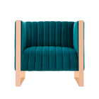 Manhattan Comfort Trillium Mid-Century Modern Velvet Lounge Chair in Teal