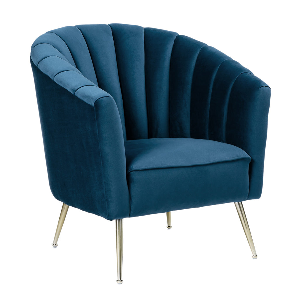 Manhattan Comfort Rosemont Mid-Century Modern Velvet Accent Armchair in Blue
