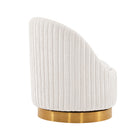 Manhattan Comfort Leela Modern Chenille Swivel Lounge Chair in Cream