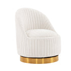 Manhattan Comfort Leela Modern Chenille Swivel Lounge Chair in Cream