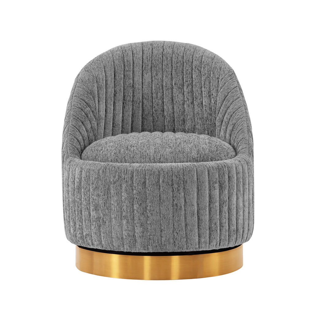 Manhattan Comfort Leela Modern Chenille Swivel Lounge Chair in Gray