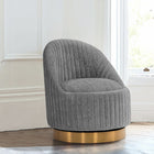 Manhattan Comfort Leela Modern Chenille Swivel Lounge Chair in Gray