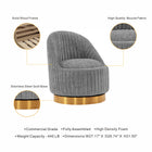 Manhattan Comfort Leela Modern Chenille Swivel Lounge Chair in Gray