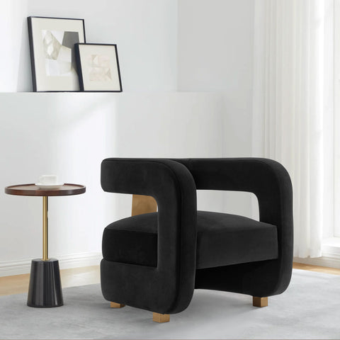 Manhattan Comfort Amirah Modern Velvet Lounge Chair in Black