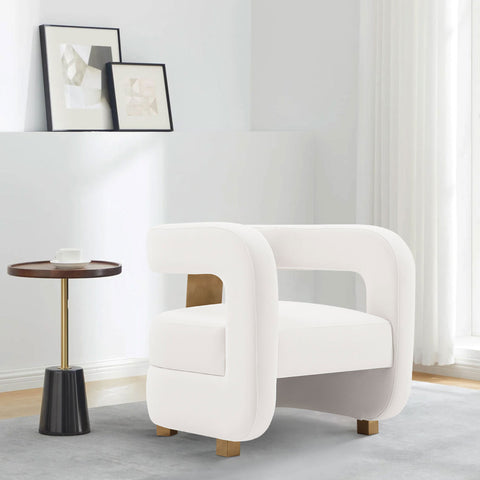 Manhattan Comfort Amirah Modern Velvet Lounge Chair in White