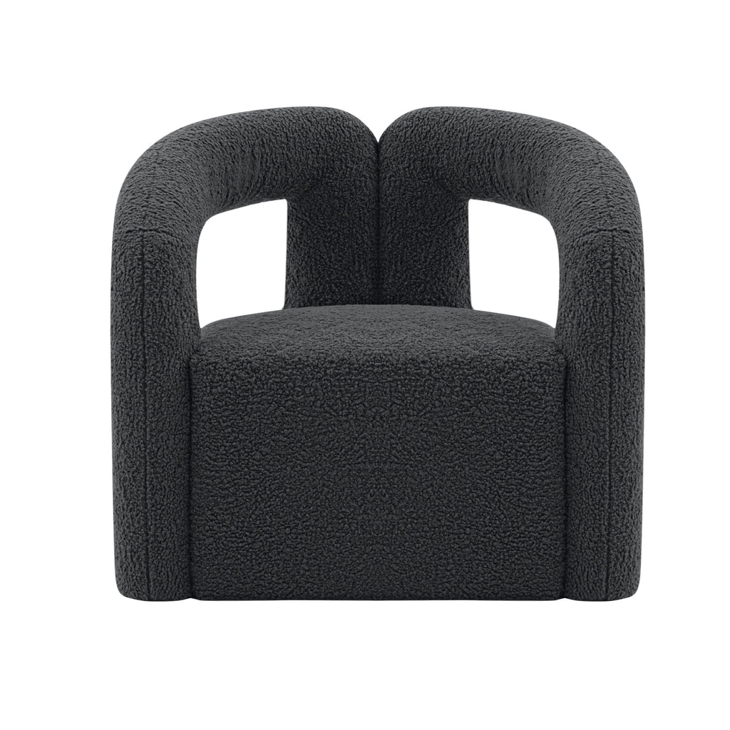 Manhattan Comfort Darian Modern Boucle Lounge Chair in Black