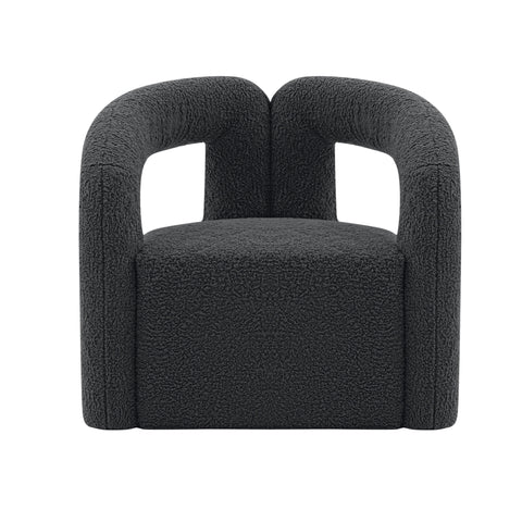 Manhattan Comfort Darian Modern Boucle Lounge Chair in Black
