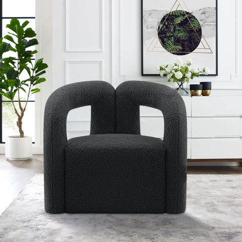Manhattan Comfort Darian Modern Boucle Lounge Chair in Black