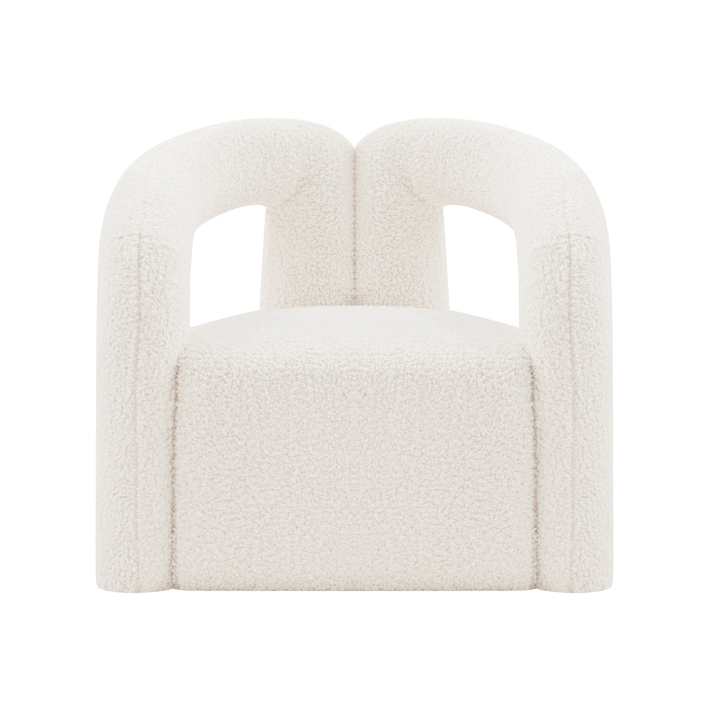 Manhattan Comfort Darian Modern Boucle Lounge Chair in White