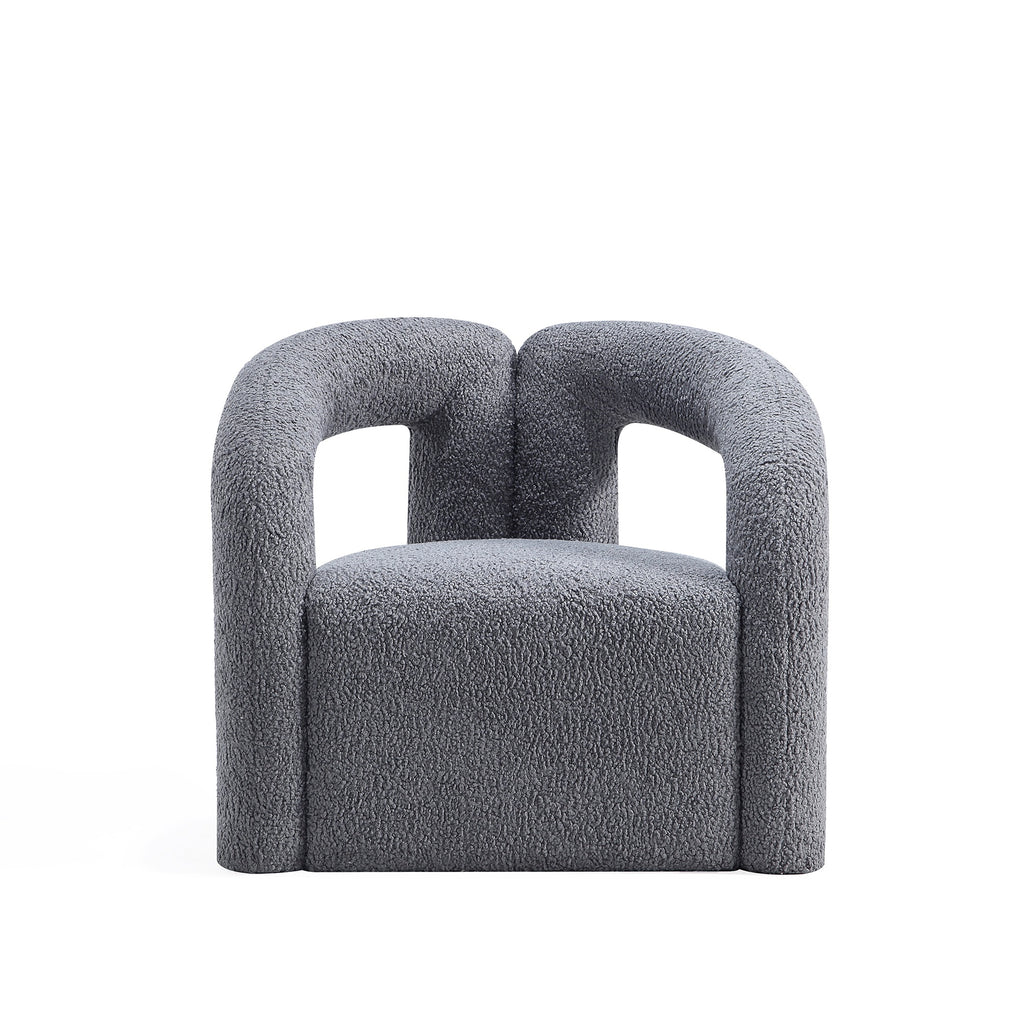 Manhattan Comfort Darian Modern Boucle Lounge Chair in Gray
