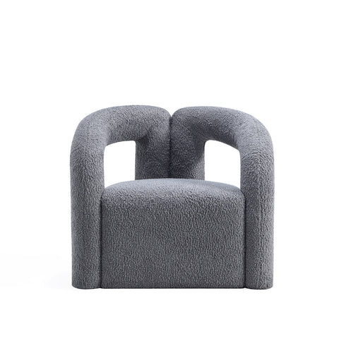 Manhattan Comfort Darian Modern Boucle Lounge Chair in Gray